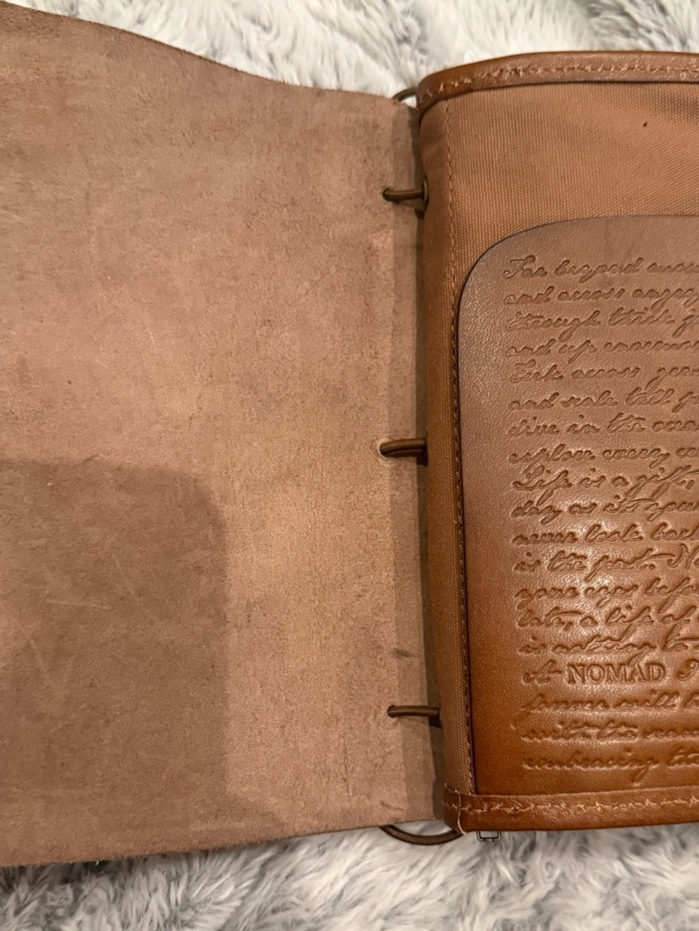 QVC Brown Leather Travel Folio with Embossed Compass - Picture 2 of 6